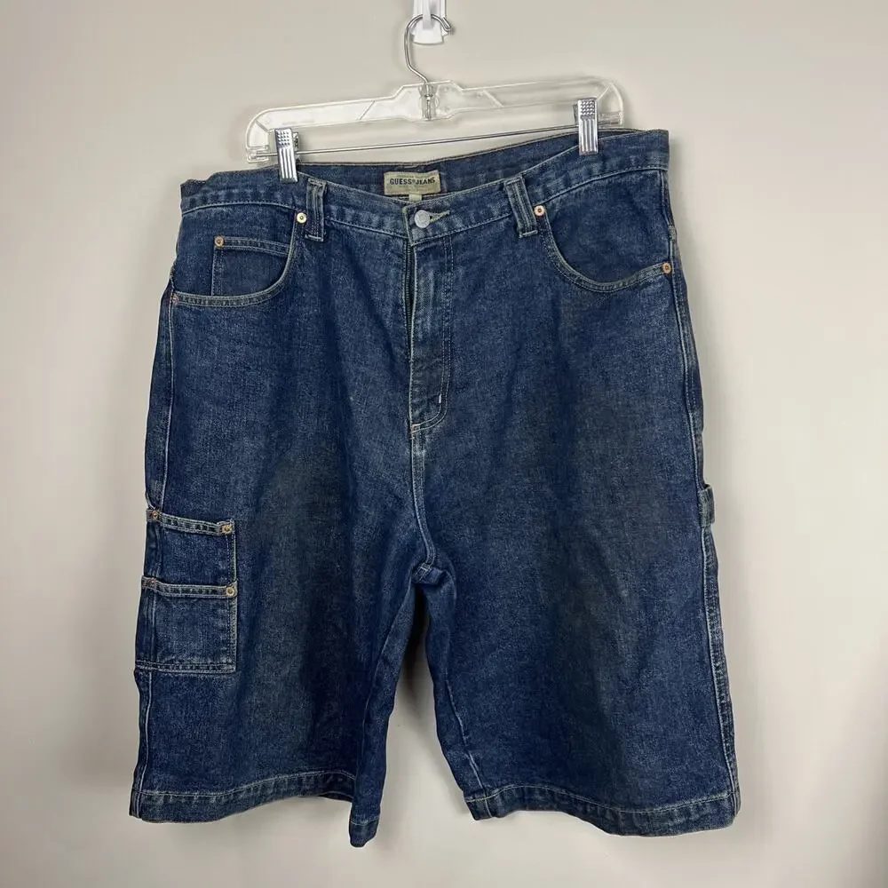 Guess Jeans men's Size 38 Short Blue‎ Baggy Denim Jorts Carpenter